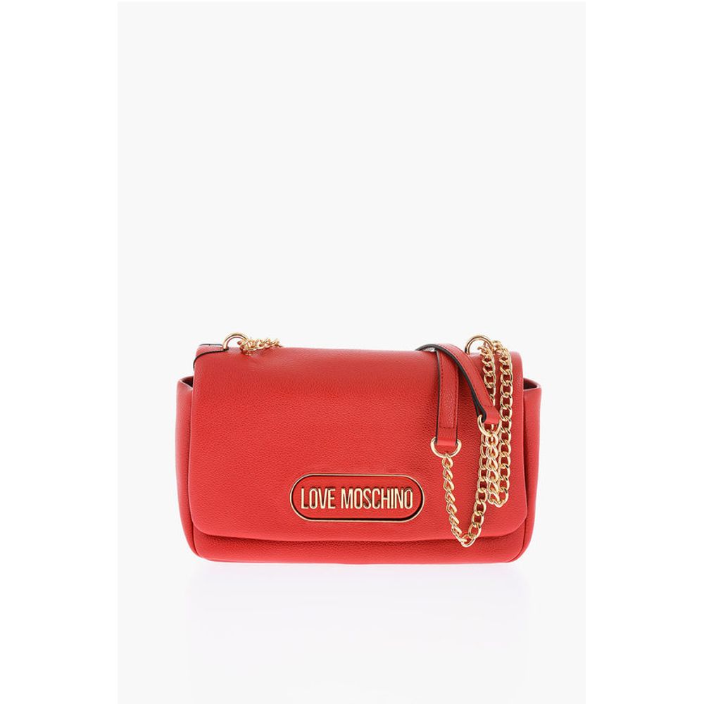 LOVE Textured Faux Leather Shoulder Bag with Golden Logo