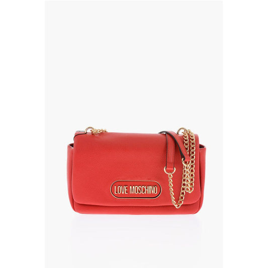 LOVE Textured Faux Leather Shoulder Bag with Golden Logo