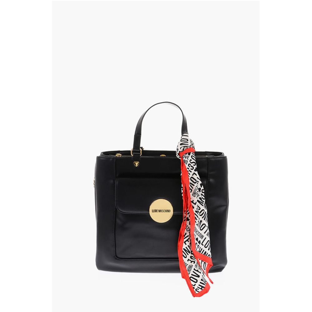 LOVE faux Leather Maxi Monogram Handle Bag with Removable Ne