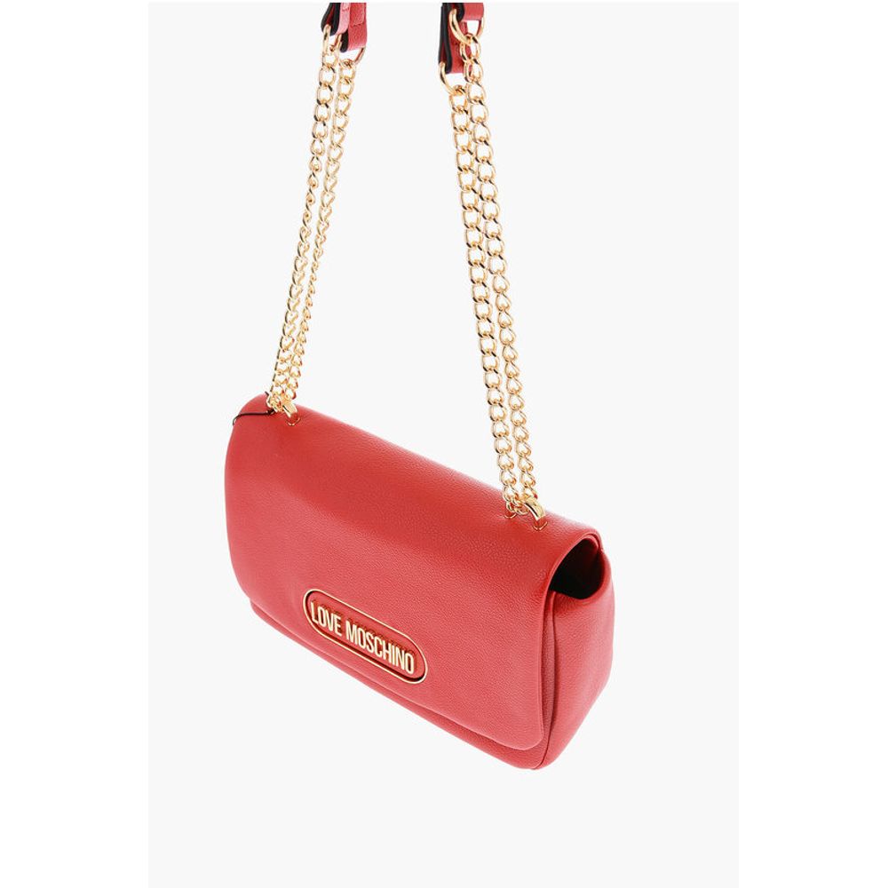 LOVE Textured Faux Leather Shoulder Bag with Golden Logo