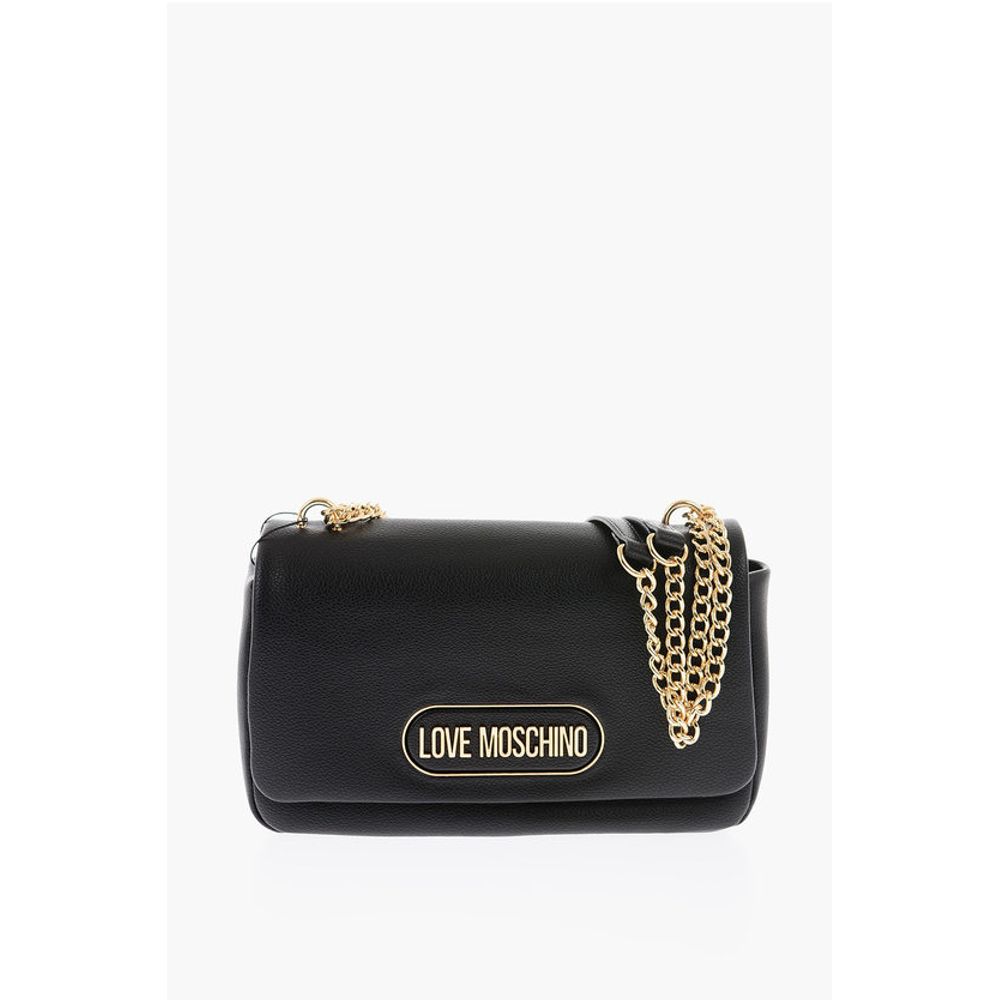 LOVE Textured Faux Leather Shoulder Bag with Golden Logo