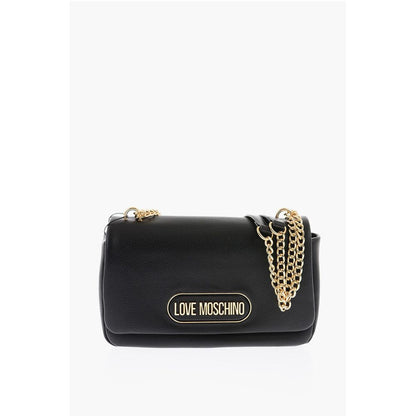 LOVE Textured Faux Leather Shoulder Bag with Golden Logo