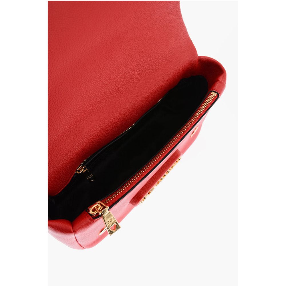 LOVE Textured Faux Leather Shoulder Bag with Golden Logo