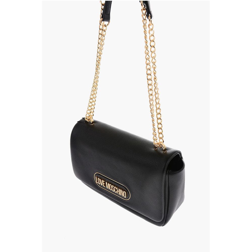 LOVE Textured Faux Leather Shoulder Bag with Golden Logo