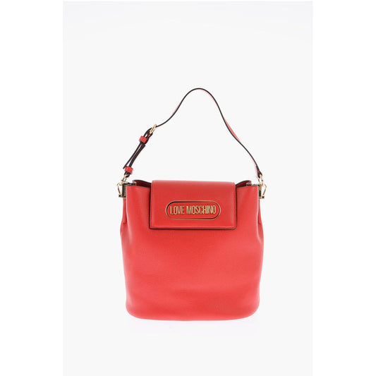 LOVE Textured Faux Leather Bucket Bag with Magnetic Closure