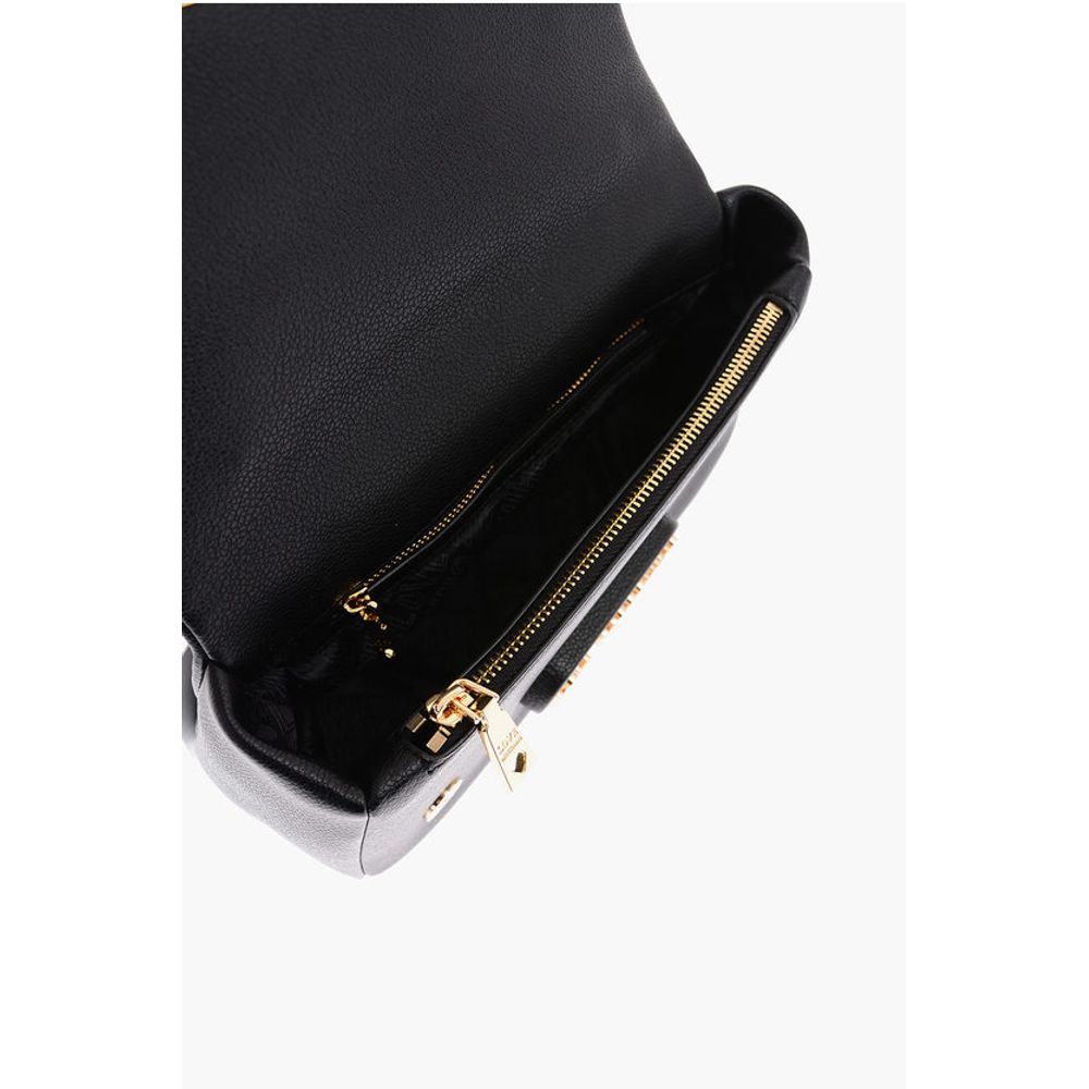 LOVE Textured Faux Leather Shoulder Bag with Golden Logo
