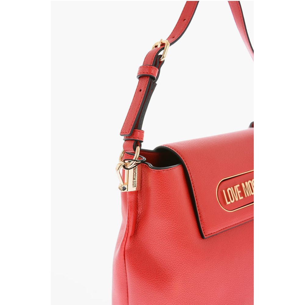 LOVE Textured Faux Leather Bucket Bag with Magnetic Closure