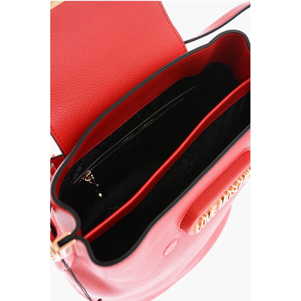 LOVE Textured Faux Leather Bucket Bag with Magnetic Closure