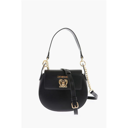 LOVE Faux Leather Mini Saddle Bag with Golden Closure Turn L