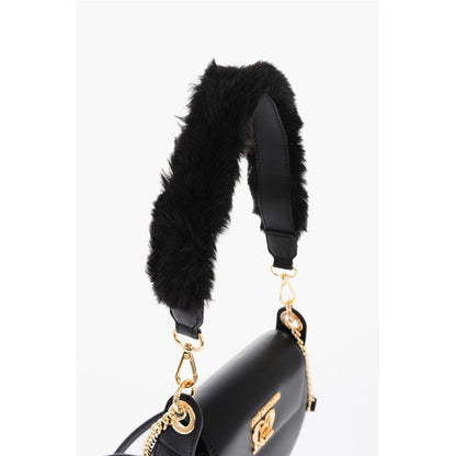 LOVE Faux Leather Mini Saddle Bag with Golden Closure Turn L
