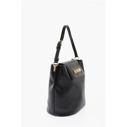 LOVE Textured Faux Leather Bucket Bag with Embossed Logo