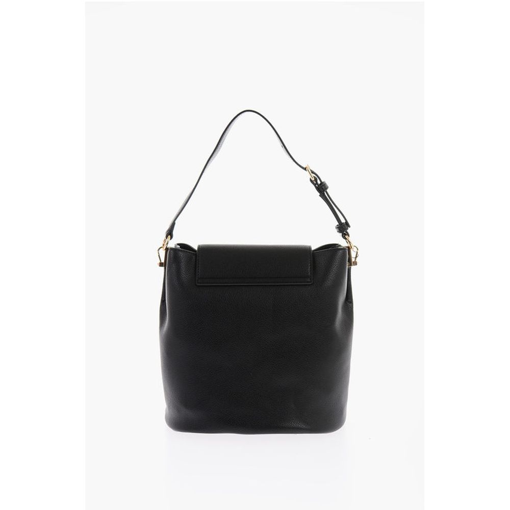 LOVE Textured Faux Leather Bucket Bag with Embossed Logo