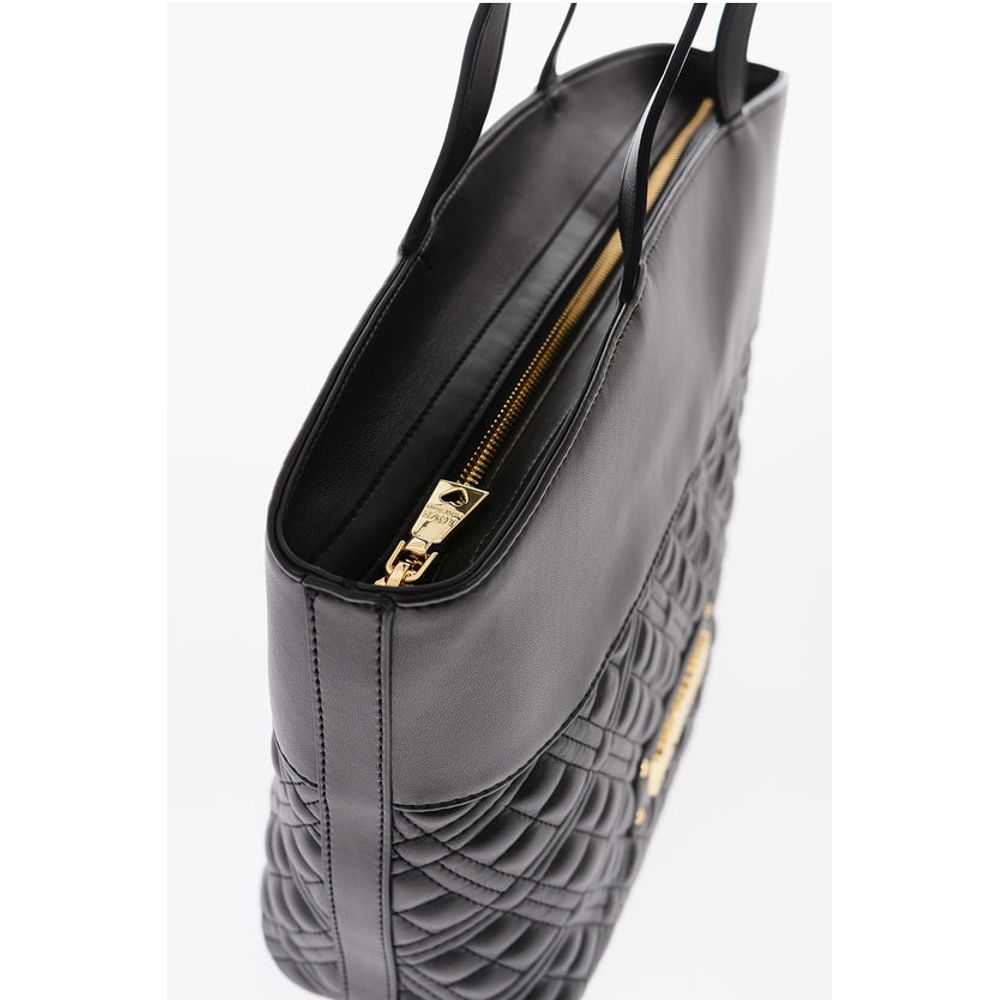 LOVE Quilted Faux Leather Tote Bag with Embossed Logo