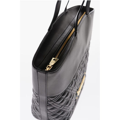 LOVE Quilted Faux Leather Tote Bag with Embossed Logo