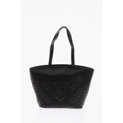 LOVE Quilted Faux Leather Tote Bag with Embossed Logo