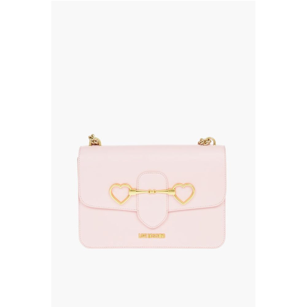 LOVE Golden Clamp Faux Leather Shoulder Bag