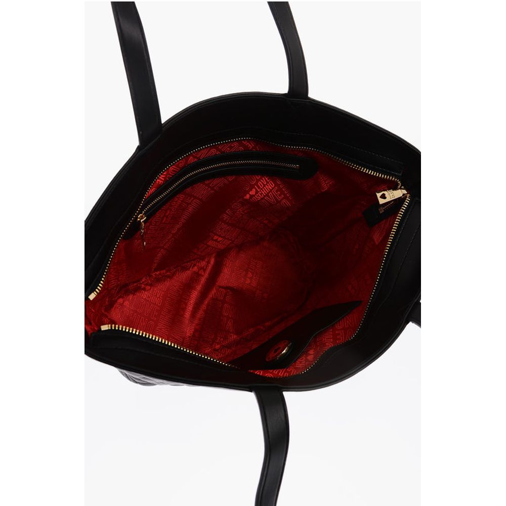 LOVE Quilted Faux Leather Tote Bag with Embossed Logo