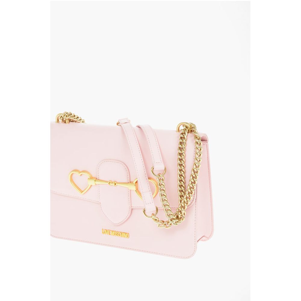 LOVE Golden Clamp Faux Leather Shoulder Bag