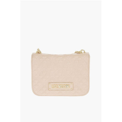 LOVE Quilted Faux Leather Shoulder Bag with Embossed Logo