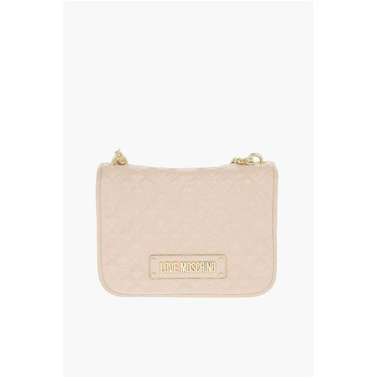 LOVE Quilted Faux Leather Shoulder Bag with Embossed Logo