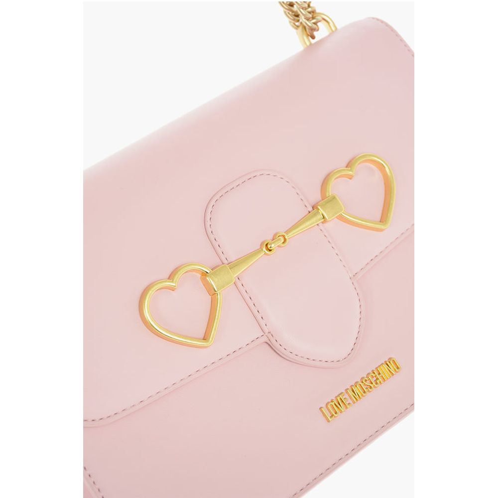 LOVE Golden Clamp Faux Leather Shoulder Bag