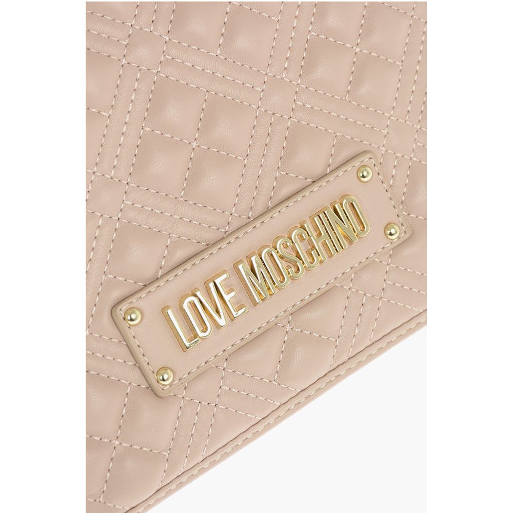 LOVE Quilted Faux Leather Shoulder Bag with Embossed Logo