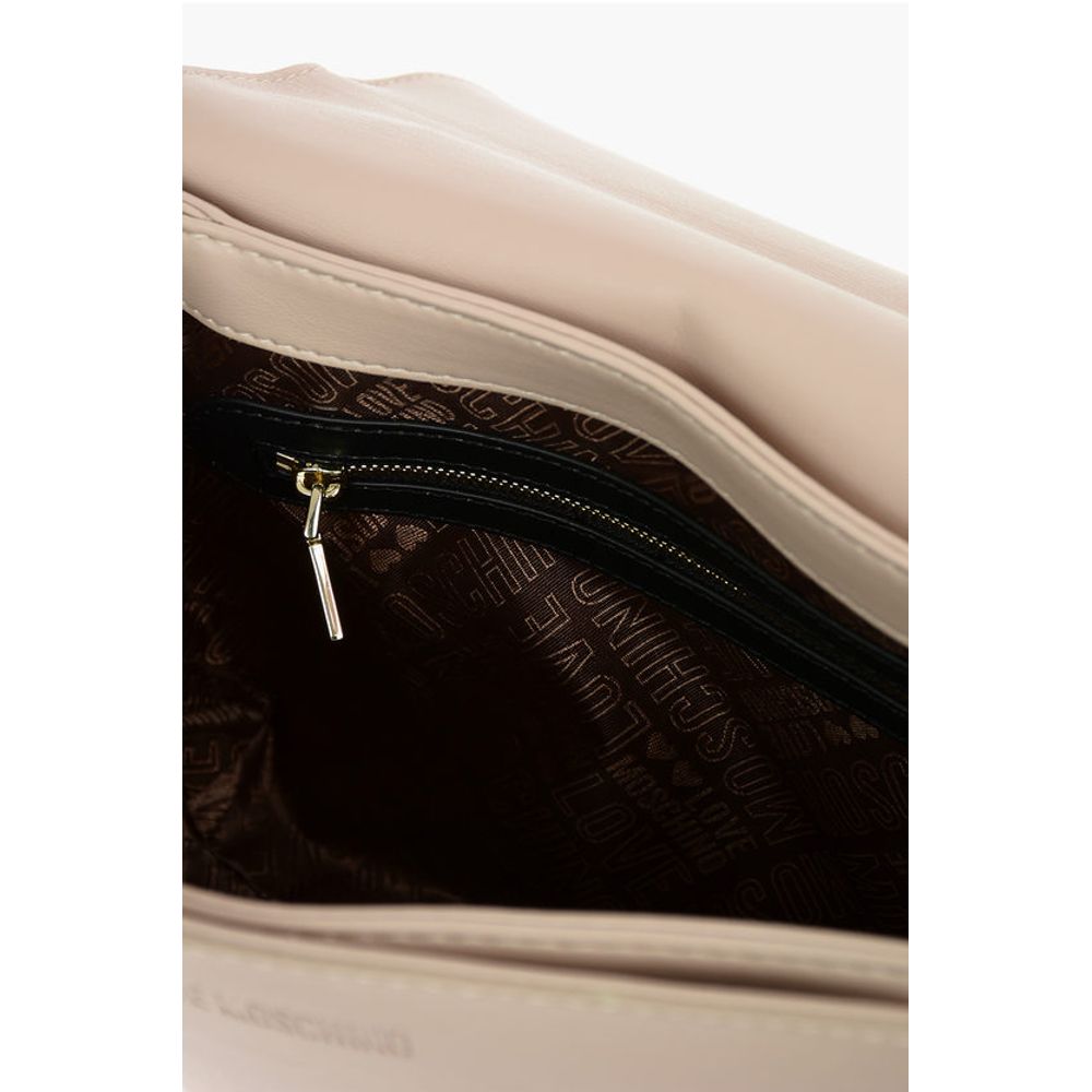 LOVE Quilted Faux Leather Shoulder Bag with Embossed Logo