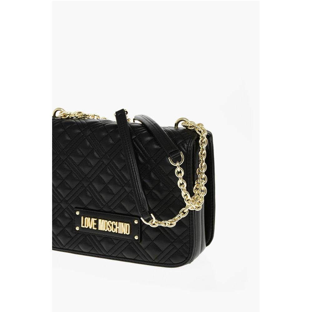 LOVE Quilted faux Leather Bag with Golden Chain