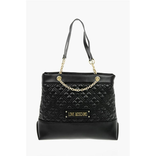 LOVE Faux Leather Quilted Shoulder Bag with Monogram