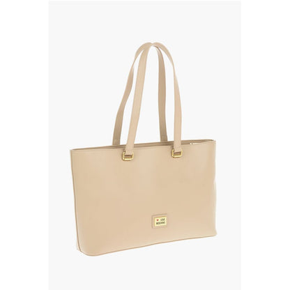 LOVE Faux Leather Maxi Front Pocket Tote Bag with Heart Clam