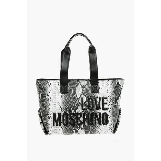 LOVE Snake Effect Faux Leather Tote Bag