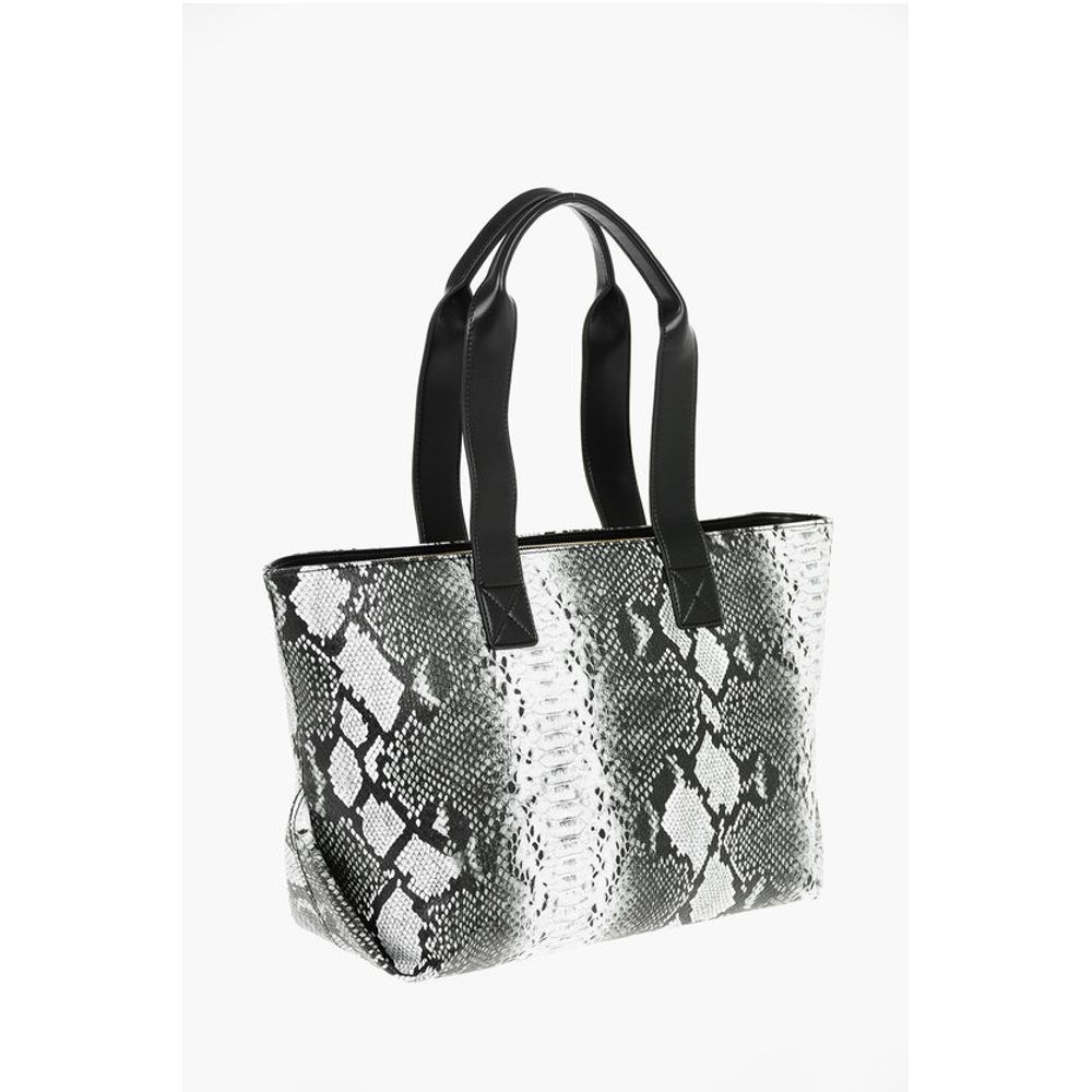 LOVE Snake Effect Faux Leather Tote Bag