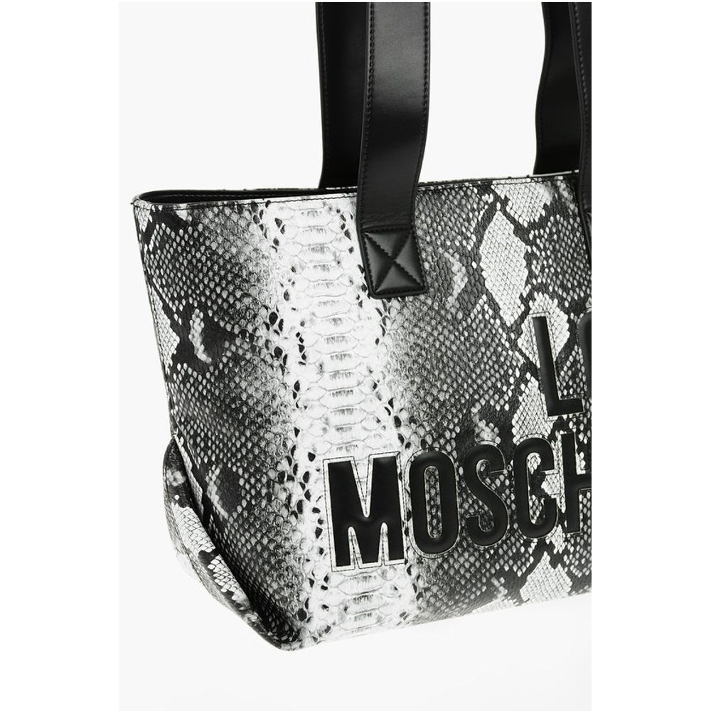 LOVE Snake Effect Faux Leather Tote Bag
