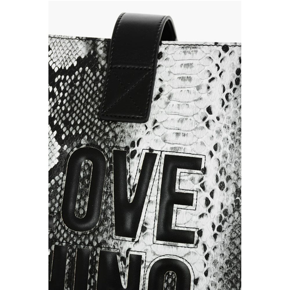 LOVE Snake Effect Faux Leather Tote Bag