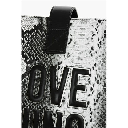LOVE Snake Effect Faux Leather Tote Bag