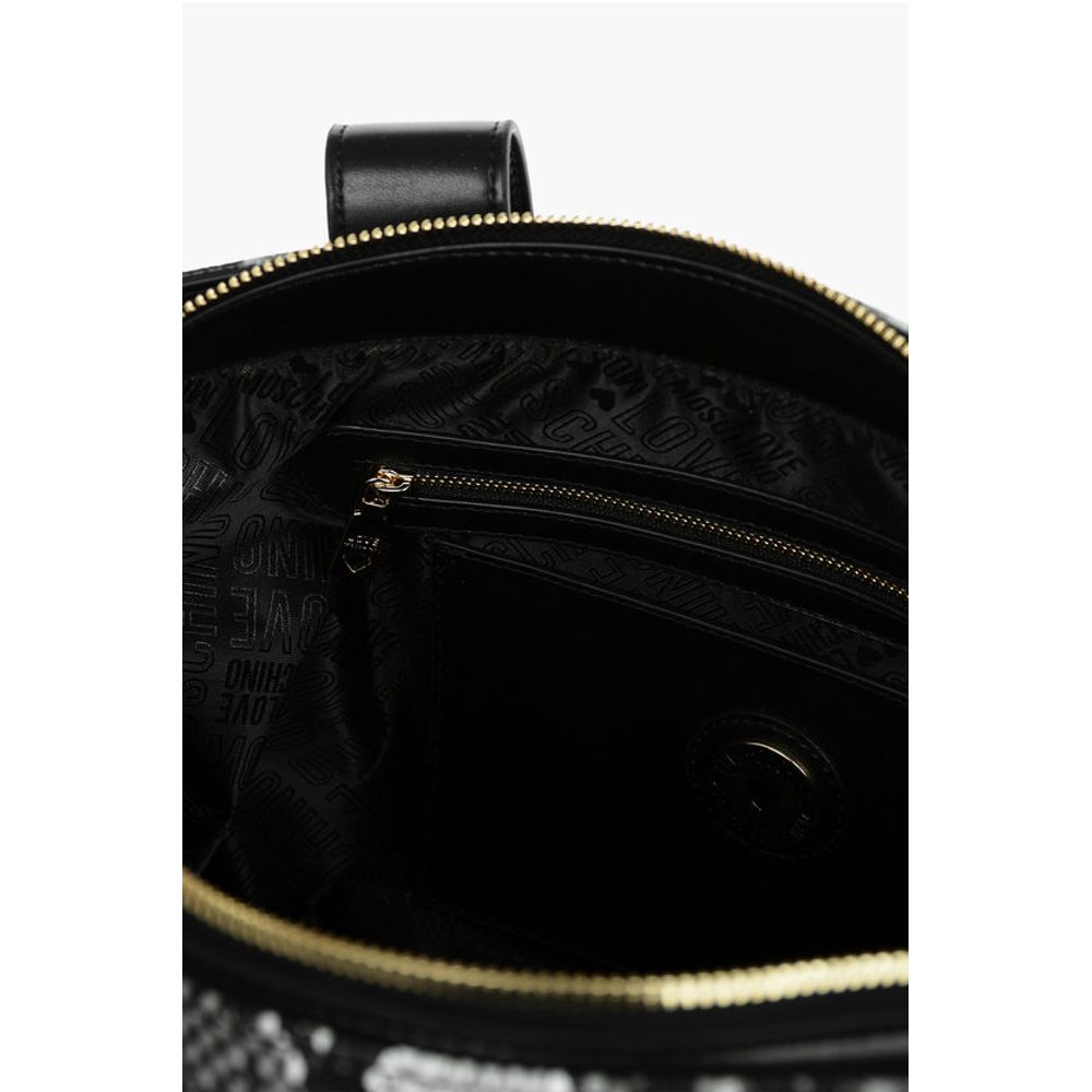 LOVE Snake Effect Faux Leather Tote Bag
