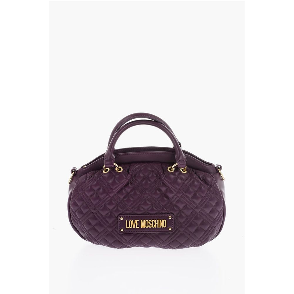 LOVE Quilted Faux Leather Bag with Double Handle and Removab
