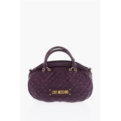 LOVE Quilted Faux Leather Bag with Double Handle and Removab