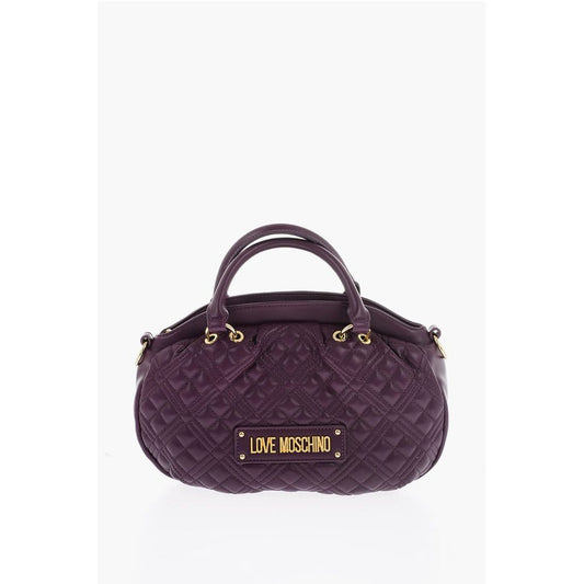 LOVE Quilted Faux Leather Bag with Double Handle and Removab