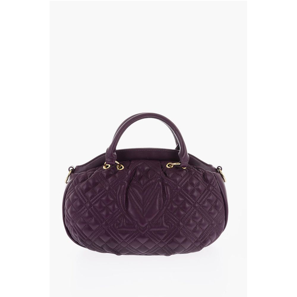 LOVE Quilted Faux Leather Bag with Double Handle and Removab