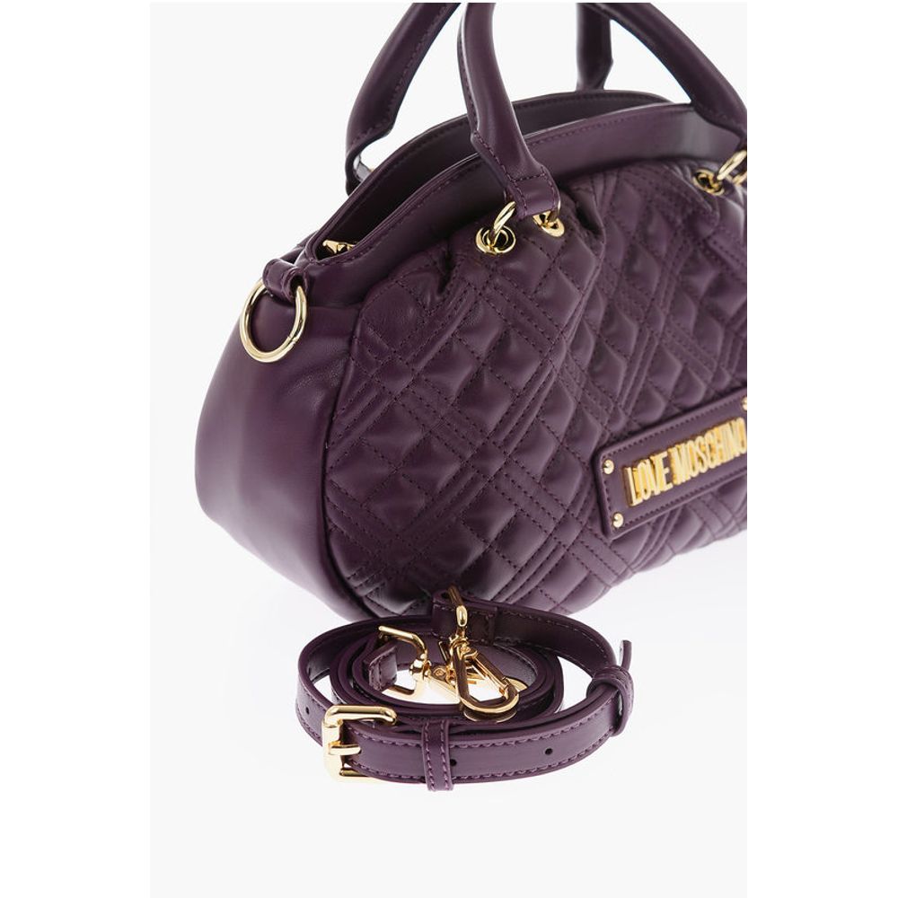 LOVE Quilted Faux Leather Bag with Double Handle and Removab