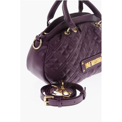 LOVE Quilted Faux Leather Bag with Double Handle and Removab