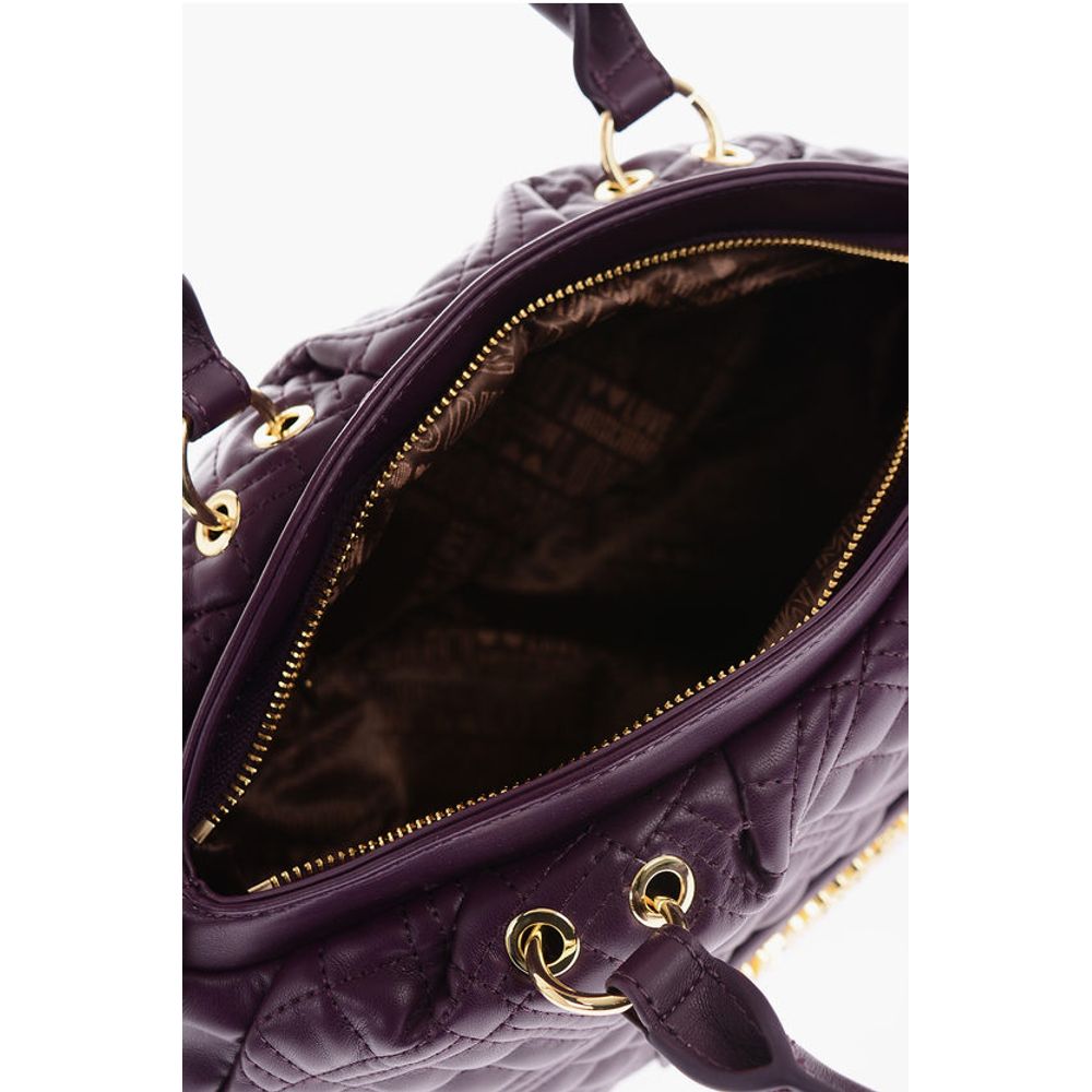 LOVE Quilted Faux Leather Bag with Double Handle and Removab