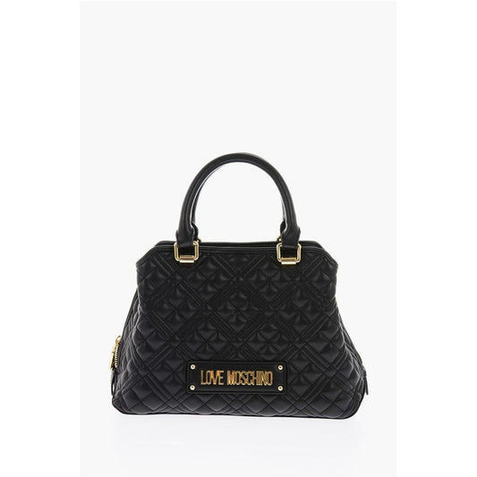LOVE golden details quilted faux leather bag