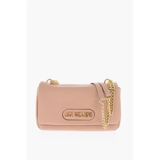 LOVE Textured Faux Leather Shoulder Bag with Golden Logo
