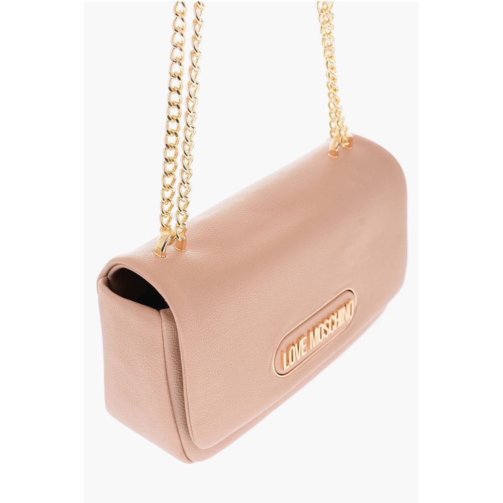 LOVE Textured Faux Leather Shoulder Bag with Golden Logo