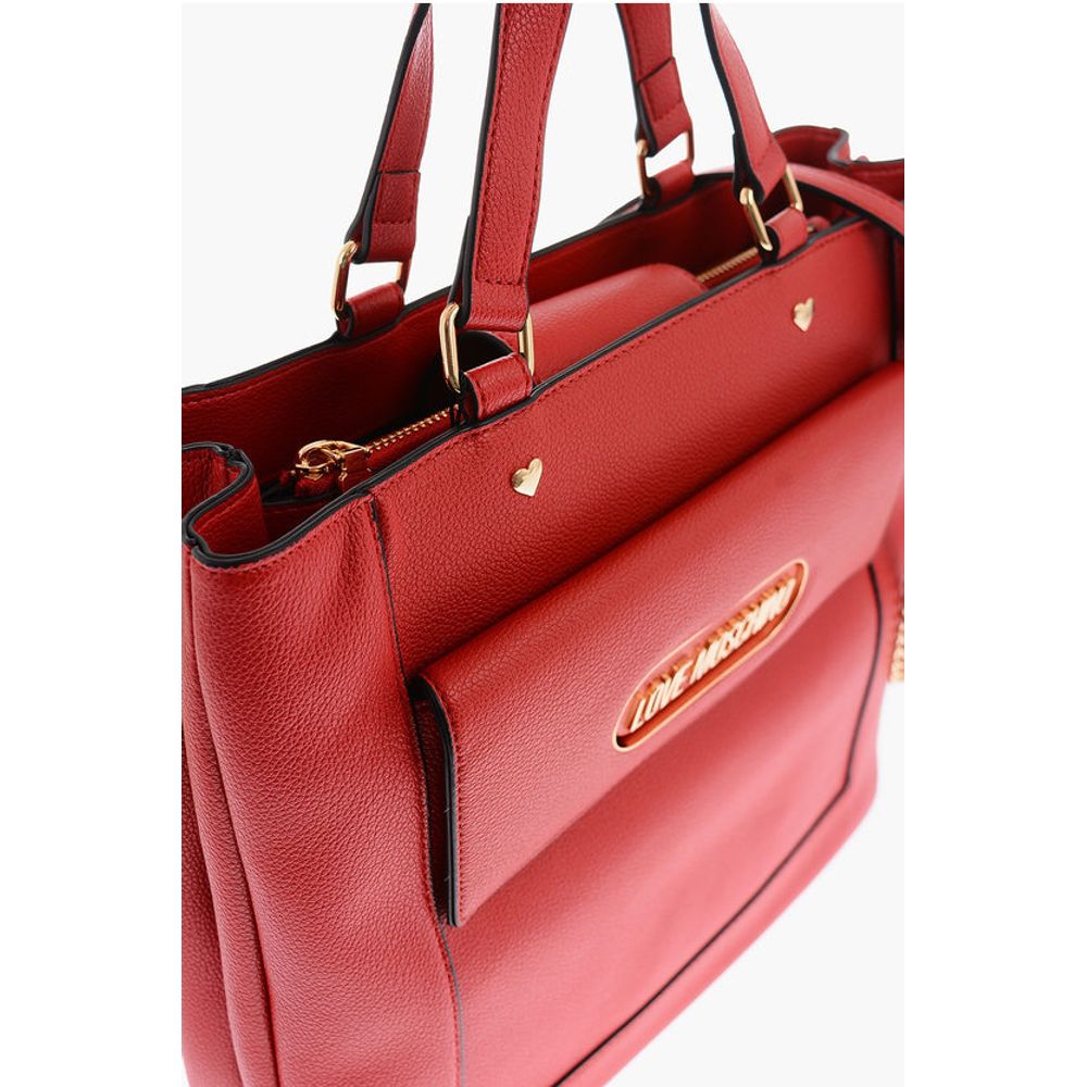 LOVE Faux Leather Rectangular Bag with Maxi Patch Pocket