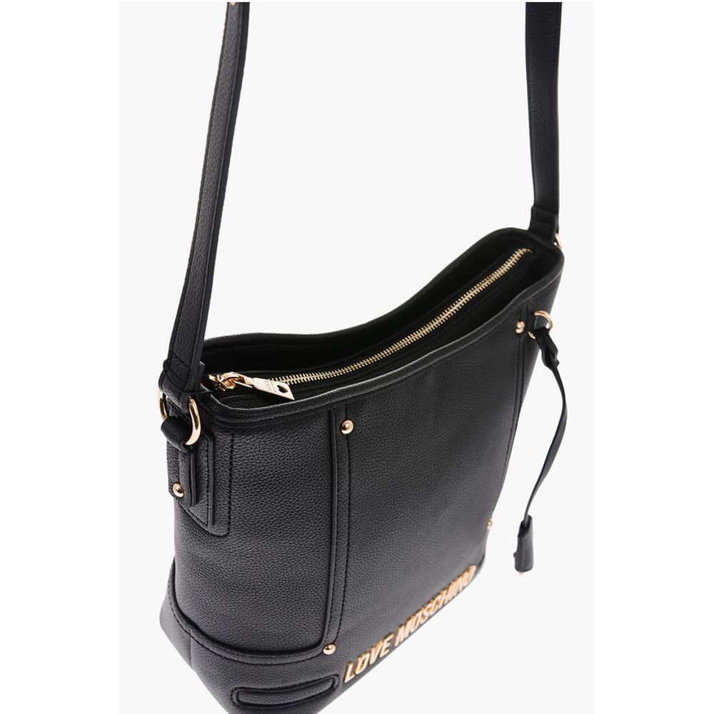 LOVE Texture Faux Leather Tote Bag with Embossed Logo