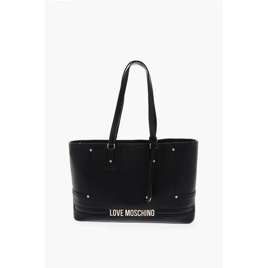 LOVE Textured Faux Leather Tote Bag with Embossed Logo