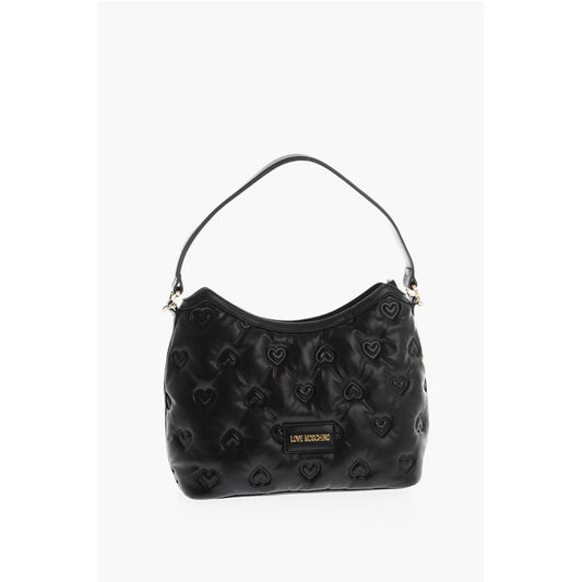 LOVE Embossed Hearts All Over Faux Leather Hobo Bag